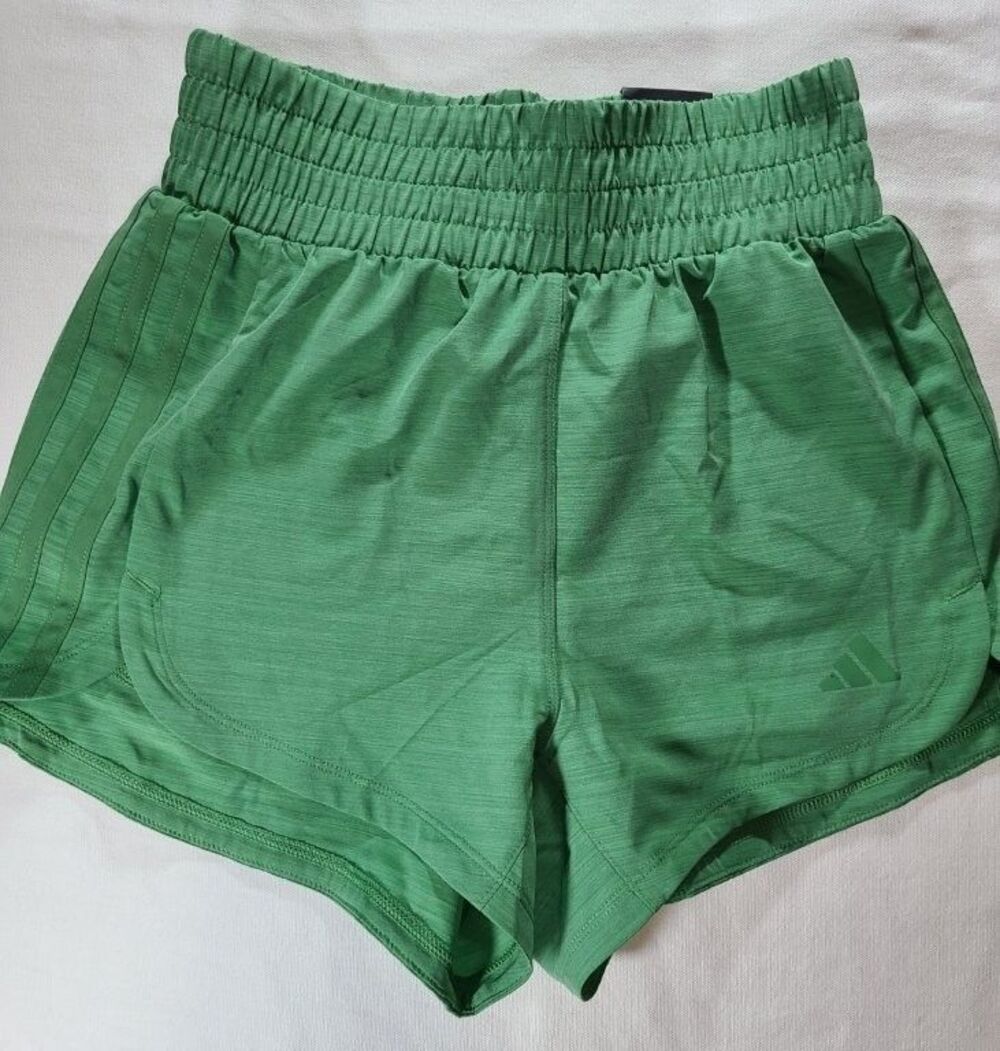 Adidas Pacer Running Shorts Womens 2XS High Rise Green Athletic Gym Training NWT